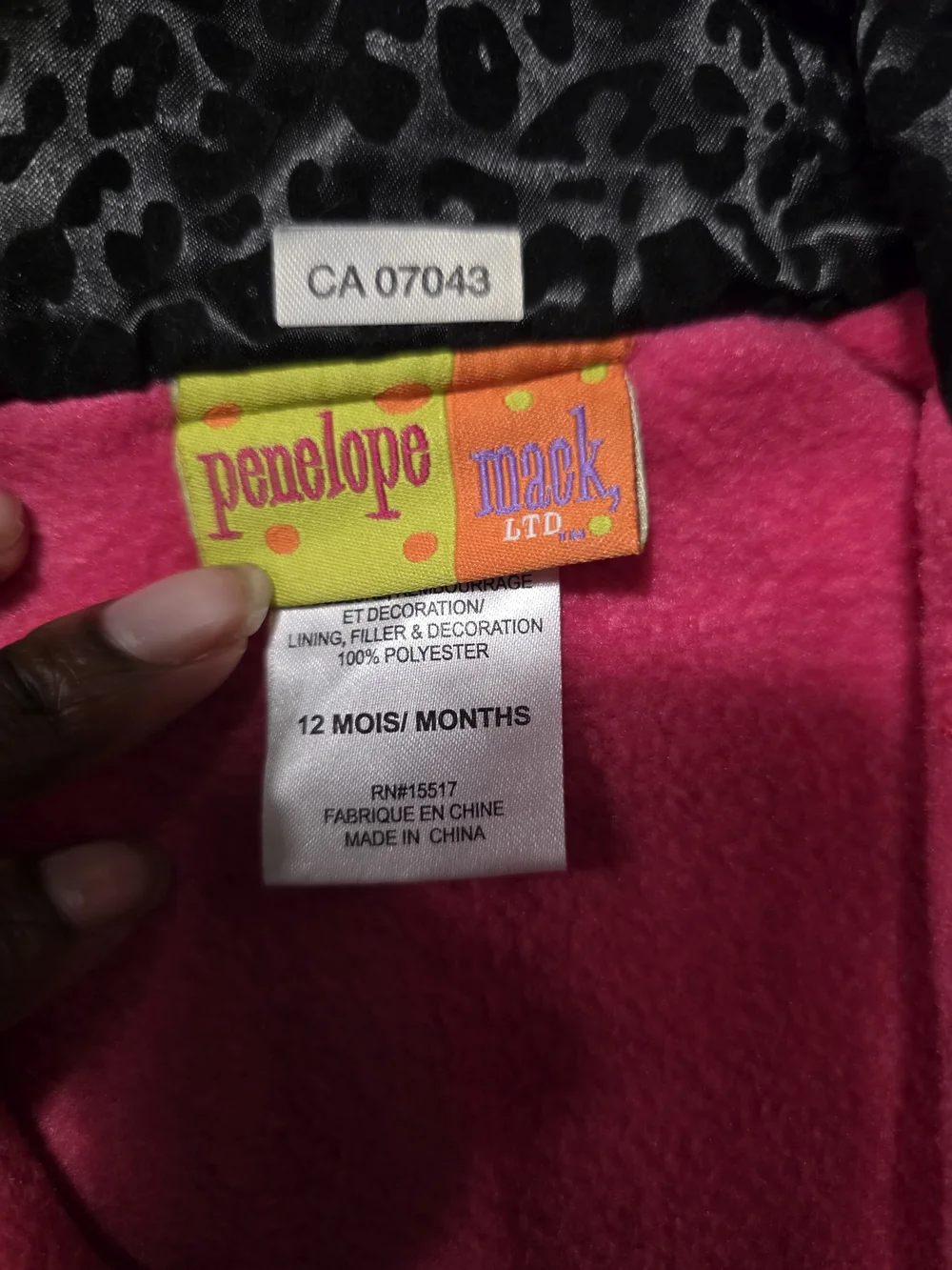 Penelope Mack Black Leopard Print Coat with Bright Pink Lining